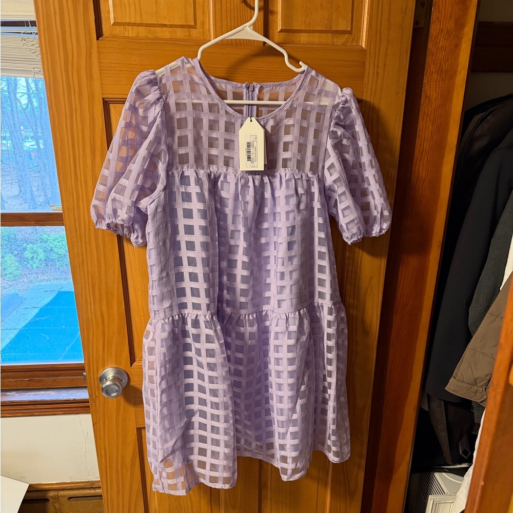 English Factory Lavender Checkered Mini Dress